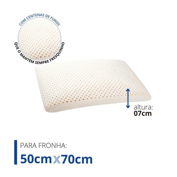 Imagem de Travesseiro Latexlux Slim Theva, 100% Látex Natural, Branco, para fronha 50 x 70 cm