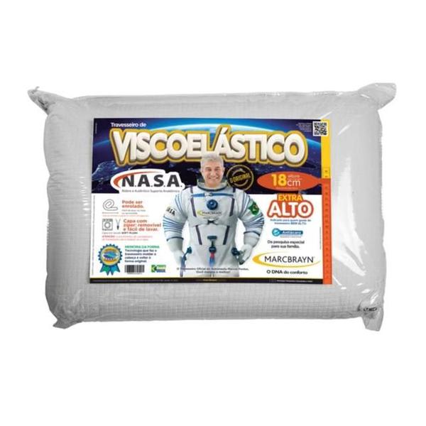 Imagem de Travesseiro Marcbrayn Nasa Viscoelástico Extra Alto 18cm - Formato Plano - Capa Soft Plush c/ zíper