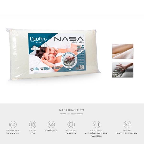 Travesseiro Nasa Alto King - 50x90 - Duoflex Imagem de Travesseiro Nasa Alto King - 50x90