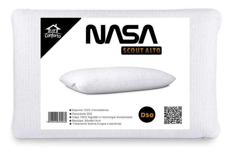 Imagem de Travesseiro Nasa Fios de Carbono Anti estresse Memory Visco Alto Scout 100% Visco - Lar Conforto