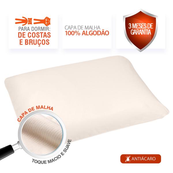 Imagem de Travesseiro Nasa-X Duoflex Bege Para fronha 45cmx65cm Espuma 100% poliuretano