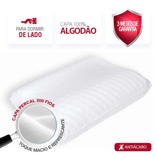 Imagem de Travesseiro Ortopédico Duoflex Molas Cervical 50x70cm Com Capa 100% Algodão