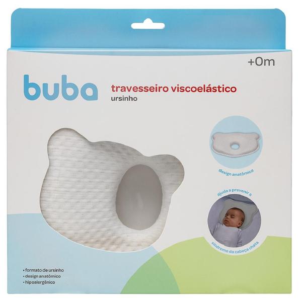 Imagem de Travesseiro Para Bebê Anatômico Urso Branco Infantil Hipoalergênico 16149 Buba