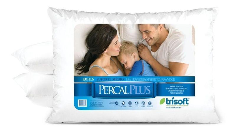 Imagem de Travesseiro Percal Plus Trisoft Hotel Pousada Suporte Médio