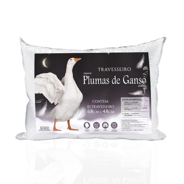 Imagem de Travesseiro Pluma de Ganso Macio 70 cm x 50 cm Premium