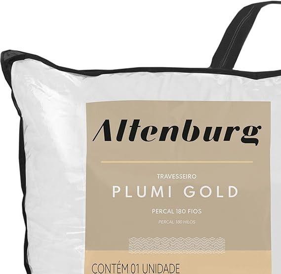 Imagem de Travesseiro Plumi Gold Suporte Firme Altenburg 50cm x 70cm Percal 180 fios Toque de Plumas