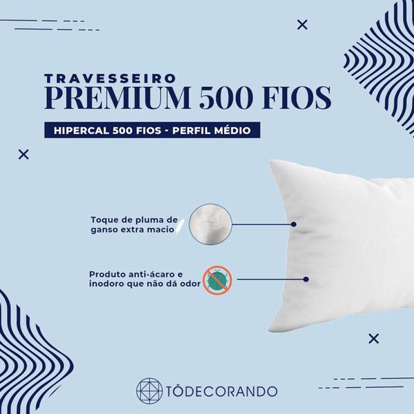 Imagem de Travesseiro Premium Percal 500 Fios Pluma de Ganso 70cm x 50cm - 1 Unidade - To Decorando