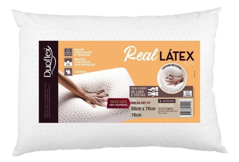 Imagem de Travesseiro Real Latex Alto 16cm Antiácaro Duoflex Confortável