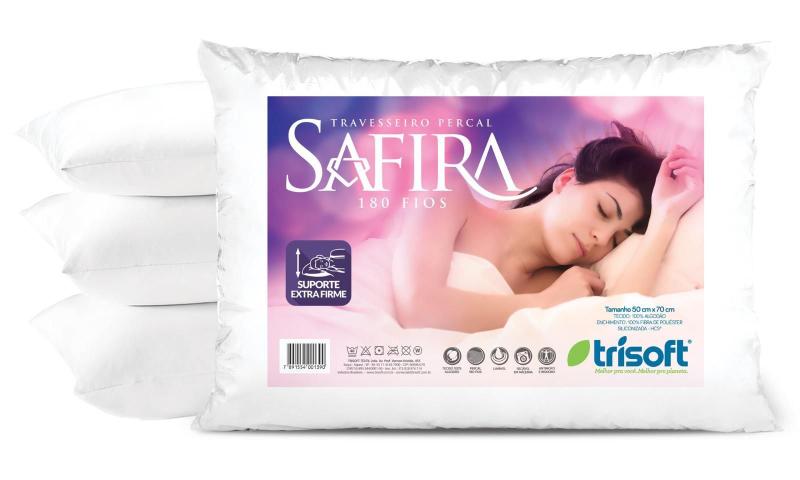 Travesseiro Safira Percal 180 Fios Extra Firme Trisoft 50X70 Imagem de Travesseiro Safira Percal 180 Fios Extra Firme Trisoft 50X70