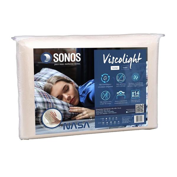 Imagem de Travesseiro Sonos Viscolight 14cm Branco