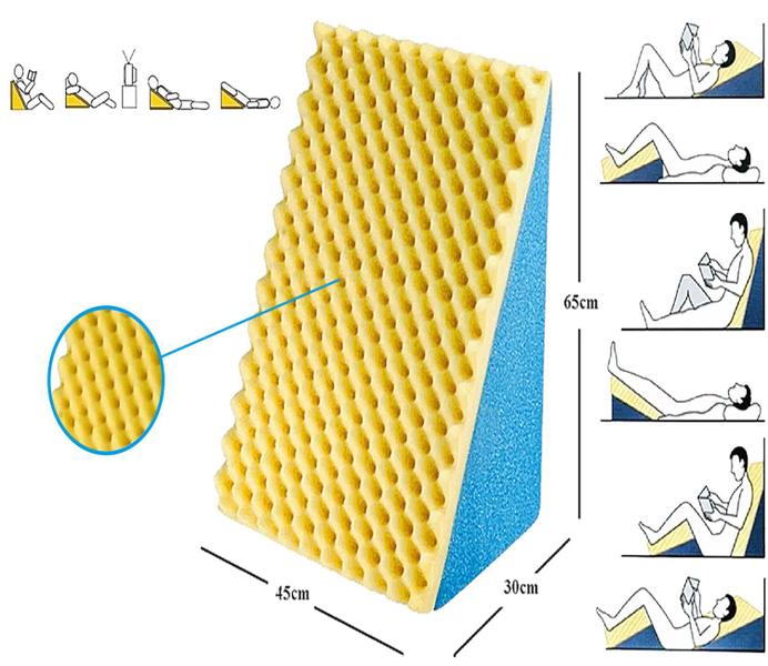 Imagem de Travesseiro triângulo rampa encosto suave anti refluxo anti varizes + capa lavável com ziper