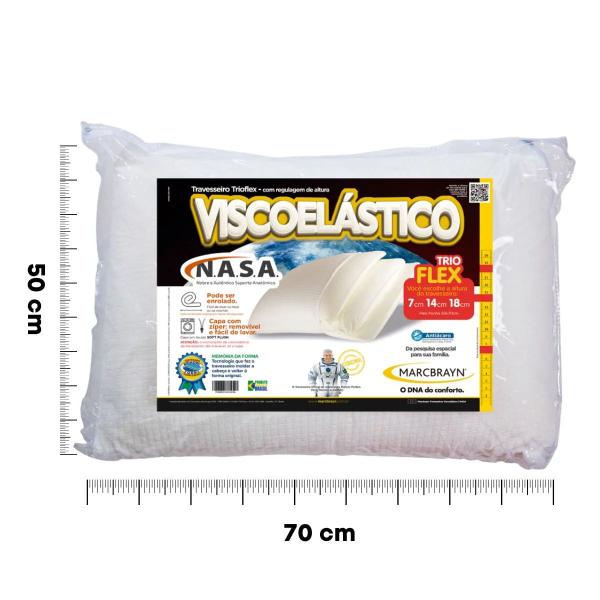 Imagem de Travesseiro Trioflex Viscoelástico Nasa MarcBrayn - 7cm / 14cm / 18cm