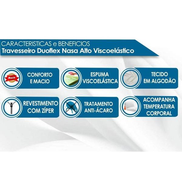 Imagem de Travesseiro Viscoelástico Nasa Alto Luxo NS1116 p/Fronha (50x70x17) - Duoflex