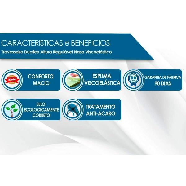 Imagem de Travesseiro Viscoelástico Nasa RN1100 Regulável Kit c/ 4 Un (50x70) - Duoflex