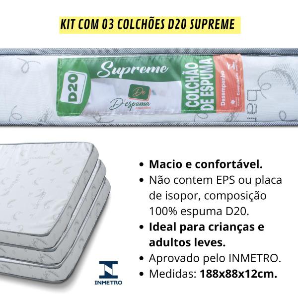 Imagem de Treliche Beliche com Cama Auxiliar e 03 Colchões D20 Completa