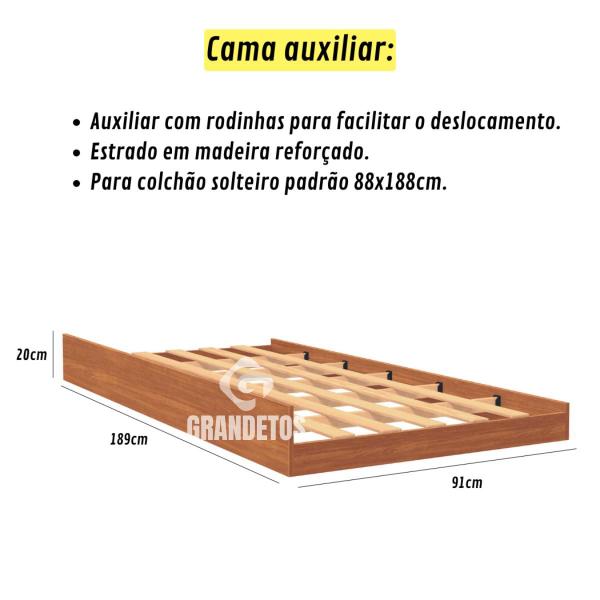 Imagem de Treliche Beliche com Cama Auxiliar e 03 Colchões D20 Completa