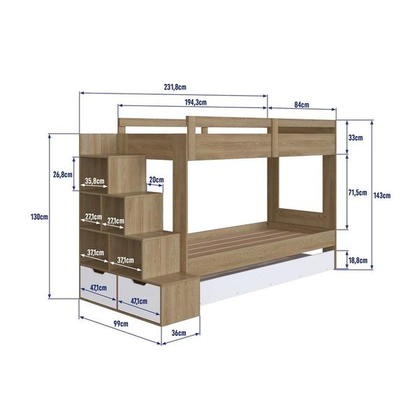 Imagem de Treliche Infantil Com Escada Aveiro Oak/ Branco - Completa Móveis