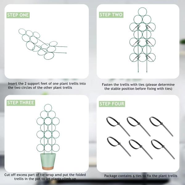 Imagem de Trellis LONCHDAN para plantas em vasos, empilhável para ambientes internos, pacote com 3