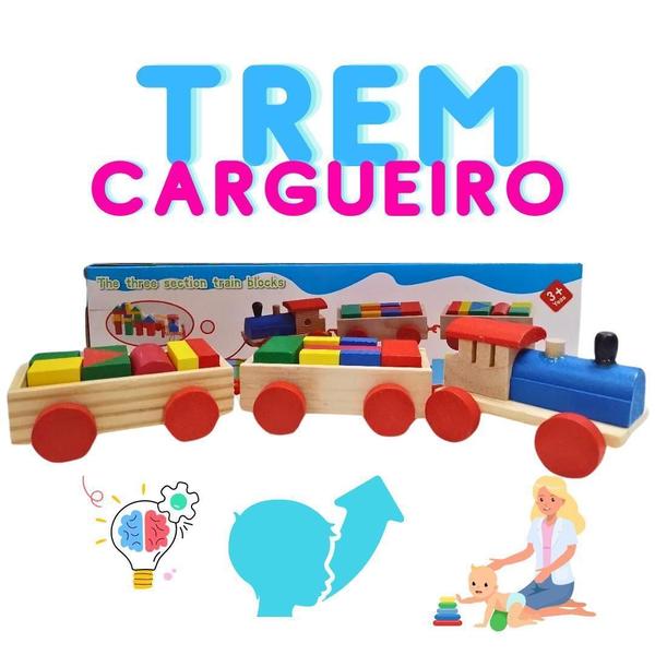 Imagem de Trem Carreta Pedagógica Encaixes Formas De Puxar 3+ Envio Já