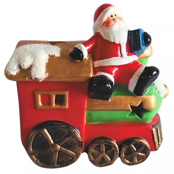 Imagem de Trem de Natal Papai Noel Decoração Ceramica com Led Luz Trem Decorativo Enfeite de Natal 12cm