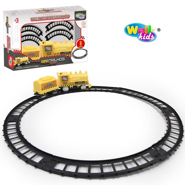 Trem Locomotiva de Construção com Trilho, brinquedo moderno a Pilha Super Trilhos com 8 Peças - Filó Modas Imagem de Trem Locomotiva de Construção com Trilho, brinquedo moderno a Pilha Super Trilhos com 8 Peças
