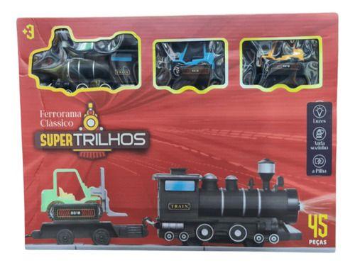 Trem Locomotiva Ferrorama Com Pista 45 Peças Luz E Som - Str Store Imagem de Trem Locomotiva Ferrorama Com Pista 45 Peças Luz E Som