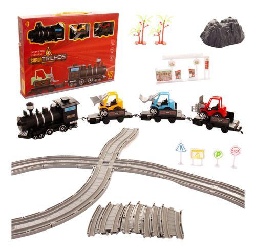 Trem Locomotiva Ferrorama Com Pista 45 Peças Luz E Som - Str Store Imagem de Trem Locomotiva Ferrorama Com Pista 45 Peças Luz E Som