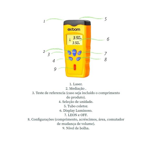 Imagem de Trena Digital A Laser Com Nível Em Bolha Horizontal 18M TEM-D15