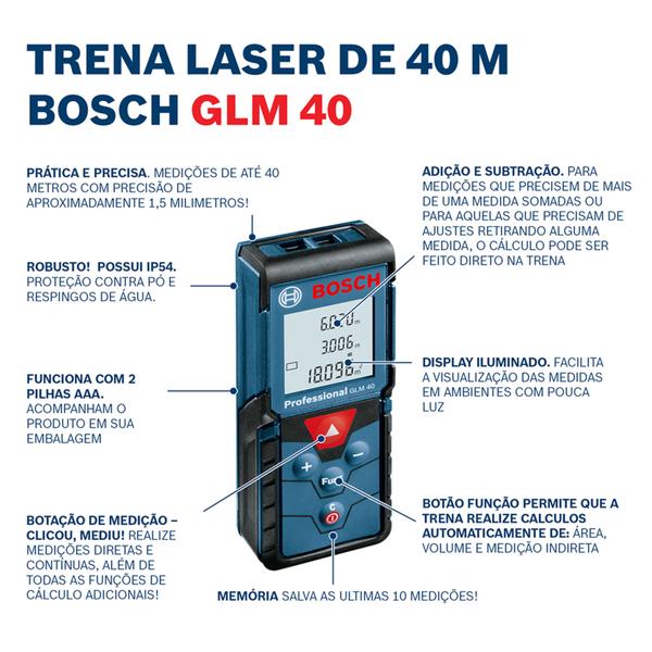 Imagem de Trena Laser De Distância Bosch Glm 40