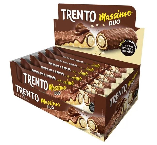 Trento Massimo Chocolate Duo 480g - Caixa com 16un x 30g - NoBrand Imagem de Trento Massimo Chocolate Duo 480g - Caixa com 16un x 30g