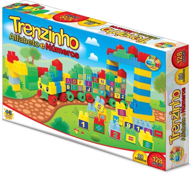 Trenzinho Alfabeto Números Blocos 128 Peças Ggb Plast 352 Imagem de Trenzinho Alfabeto Números Blocos 128 Peças Ggb Plast 352