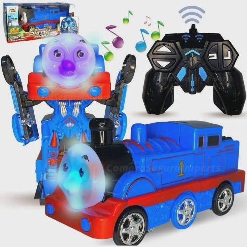 Imagem de Trenzinho de Brinquedo Com Controle Remoto Vira Robô Com Som e Luz a Pilha