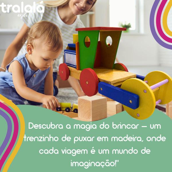 Trenzinho de Puxar Brinquedo Educativo e Pedagógico em MDF - TRALALA Imagem de Trenzinho de Puxar Brinquedo Educativo e Pedagógico em MDF