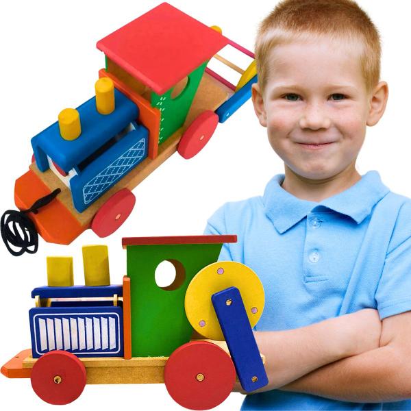 Trenzinho de Puxar Brinquedo Educativo e Pedagógico em MDF - TRALALA Imagem de Trenzinho de Puxar Brinquedo Educativo e Pedagógico em MDF