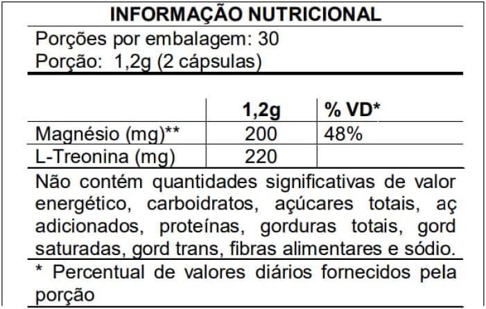 Imagem de Treonato (Magnésio + Treonina) 600Mg 60 Caps Flora Nativa