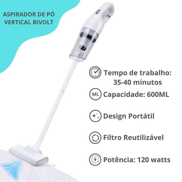 Três Em Um, Todos Os Espaços: Aspirador Vertical Branco - MR Imagem de Três Em Um, Todos Os Espaços: Aspirador Vertical Branco