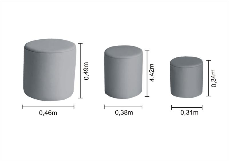 Imagem de Três Puf Baú Modelo PB_MA04 que se transforma em um Puf muito Resistente em Sarja