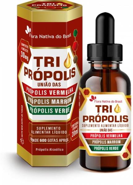 Imagem de TRI PROPOLIS GOTAS 20ML (Vermelha, Verde e Marrom) - Flora Nativa