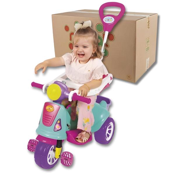 Imagem de Triciclo Avespa Maral Com Empurrador Rosa Infantil Passeio