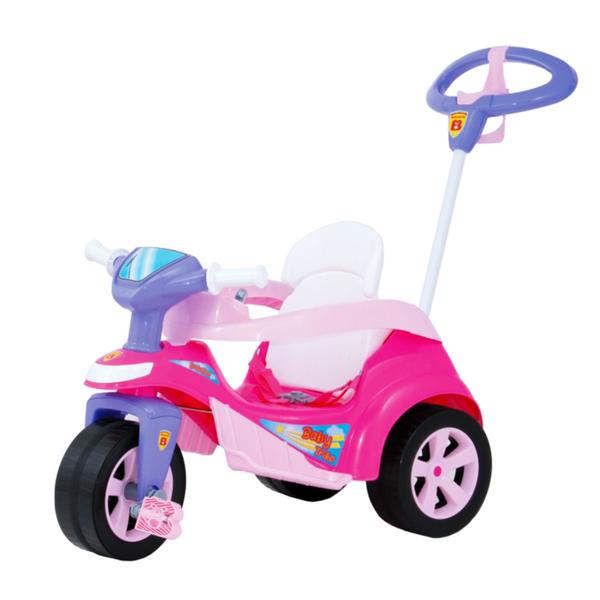 Imagem de Triciclo Baby Trike Evolution Com Haste Direcionável Rosa - Biemme