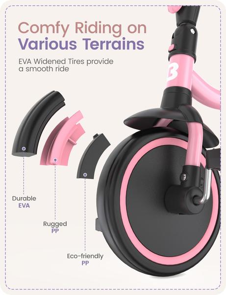 Triciclo besrey para crianças de 18 meses a 5 anos rosa Imagem de Triciclo besrey para crianças de 18 meses a 5 anos rosa