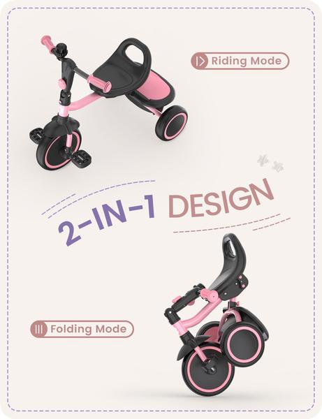 Triciclo besrey para crianças de 18 meses a 5 anos rosa Imagem de Triciclo besrey para crianças de 18 meses a 5 anos rosa