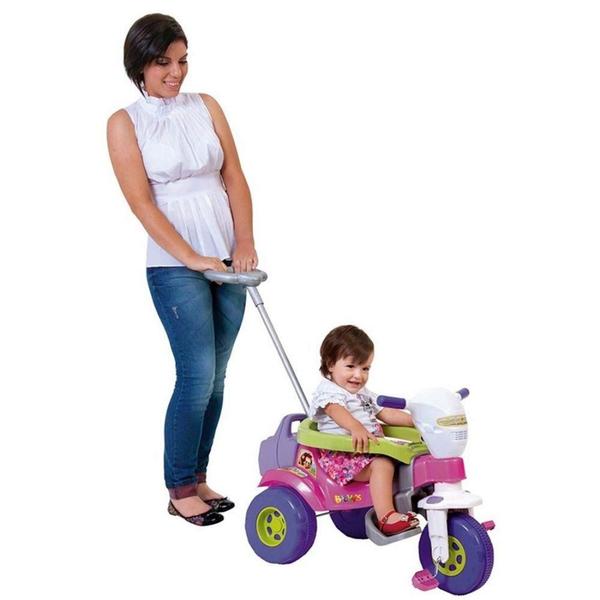 Triciclo Bichos Com Som Haste Direcionável Rosa Magic Toys Imagem de Triciclo Bichos Com Som Haste Direcionável Rosa Magic Toys