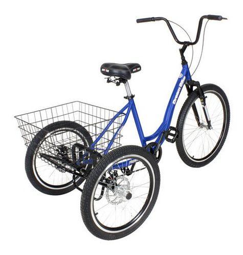 Imagem de Triciclo Bicicleta 3 Rodas Deluxe Alumínio Aro 26 Azul