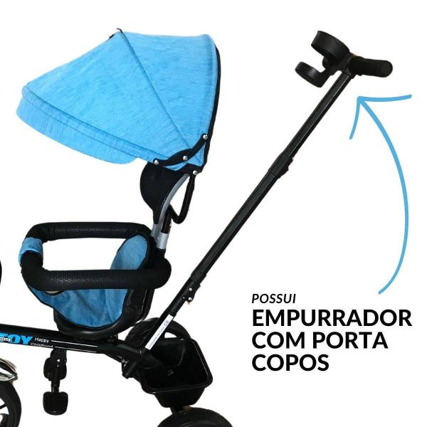 Imagem de Triciclo Carrinho Infantil Empurrador Pedal Azul Até 25kg