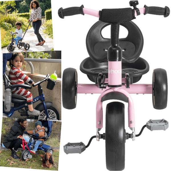 Imagem de Triciclo Carrinho para Passeio e Pedal Kiddo Whoop Grow Rosa