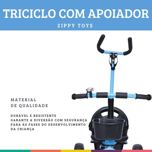 Imagem de Triciclo Com Apoiador Azul Infantil Zippy Toys