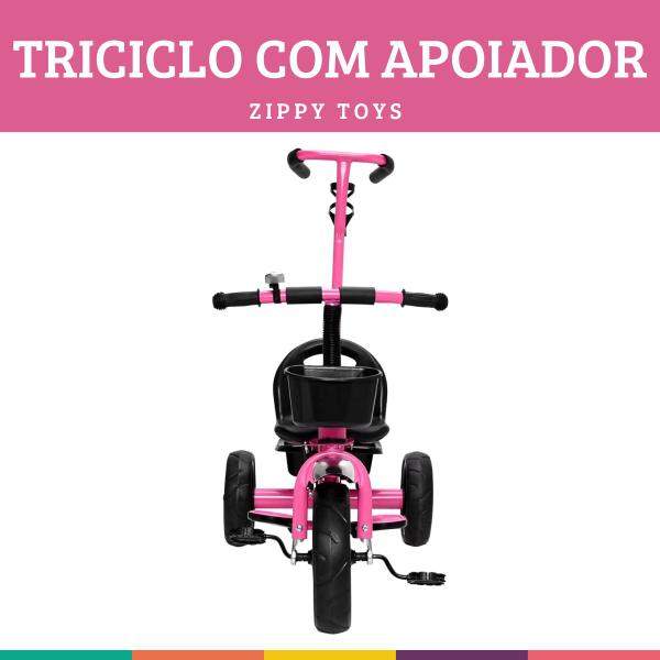 Imagem de Triciclo Com Apoiador Rosa Infantil Zippy Toys