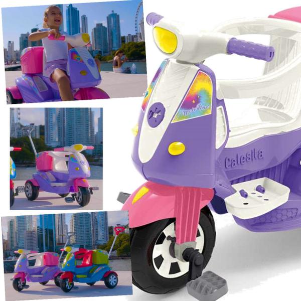 Triciclo de Passeio e Pedal para Bebe Calesita Moto Uno Rosa Imagem de Triciclo de Passeio e Pedal para Bebe Calesita Moto Uno Rosa