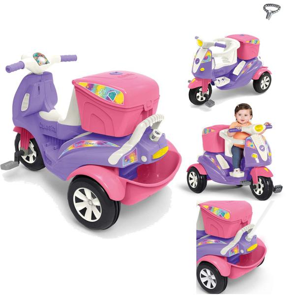 Triciclo de Passeio e Pedal para Bebe Calesita Moto Uno Rosa Imagem de Triciclo de Passeio e Pedal para Bebe Calesita Moto Uno Rosa